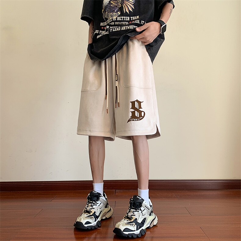 高品质麂皮绒印花短裤潮流宽松休闲五分裤A161-D917-P38,男装休闲裤,电商A161