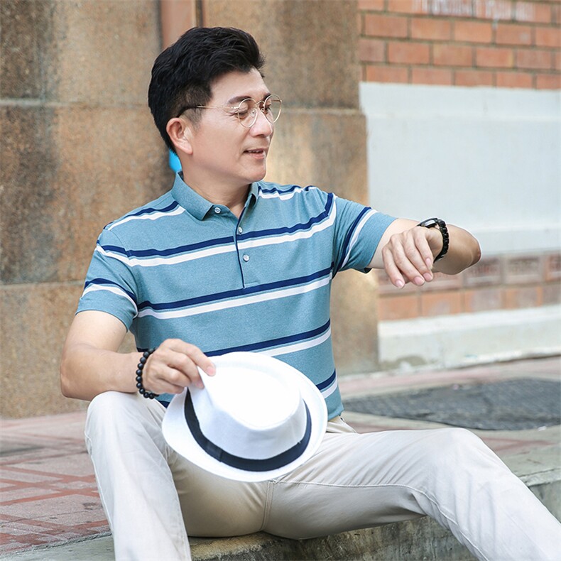 2023夏季新款短袖T恤保罗polo衫中年商务休闲男装半袖翻领男薄款,男装Polo衫,电商B212（原钱塘6029）