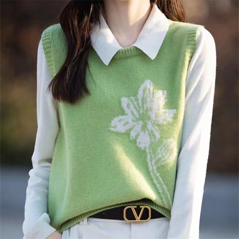 春秋100纯羊毛马甲女外搭背心羊毛针织马夹无袖上衣,针织衫/毛衣,萱芳婷羊绒