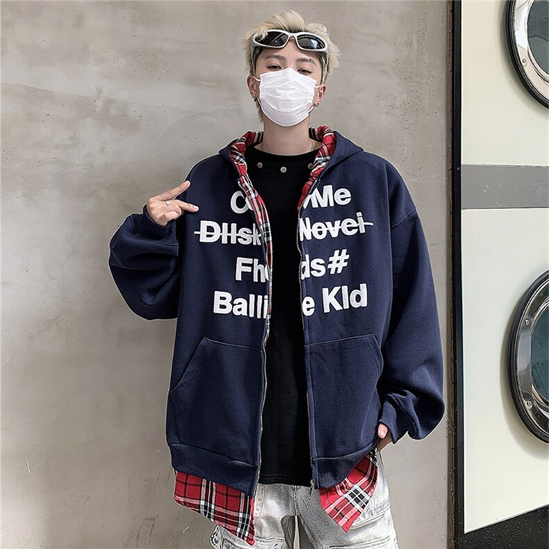 2025秋新款字母刺绣双拉链加厚外套撞色拼接卫衣开衫WY748,女装短外套,星座1108