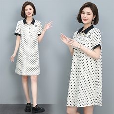 LILYMOST减龄波点连衣裙2023夏季新款气质宽松显瘦娃娃领中长款，女装连衣裙，涵誉