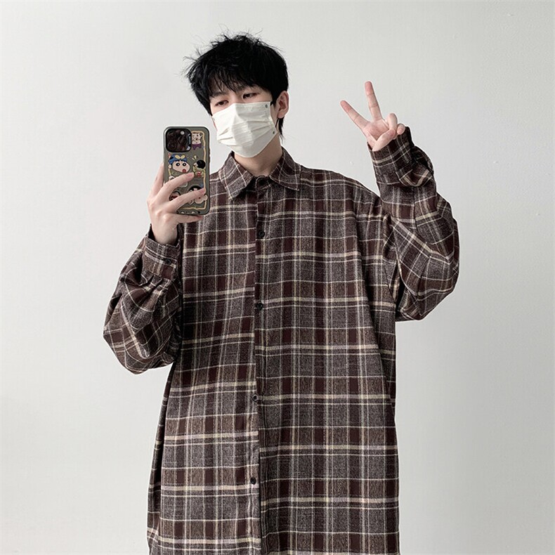宽松格子衬衫男KD629-P30,男装衬衫,电商D312-1