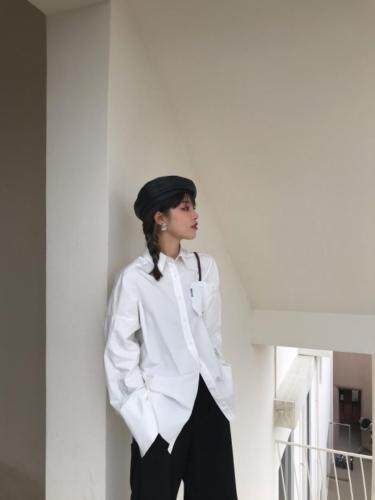 春季新款 口袋刺绣衬衣,女装,Queena PHoebe