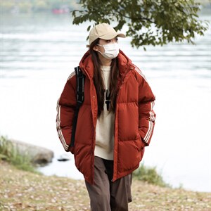 冬季港风三条杠撞色连帽棉衣加绒加厚拼色加厚棉衣外套MY6088 P90图片