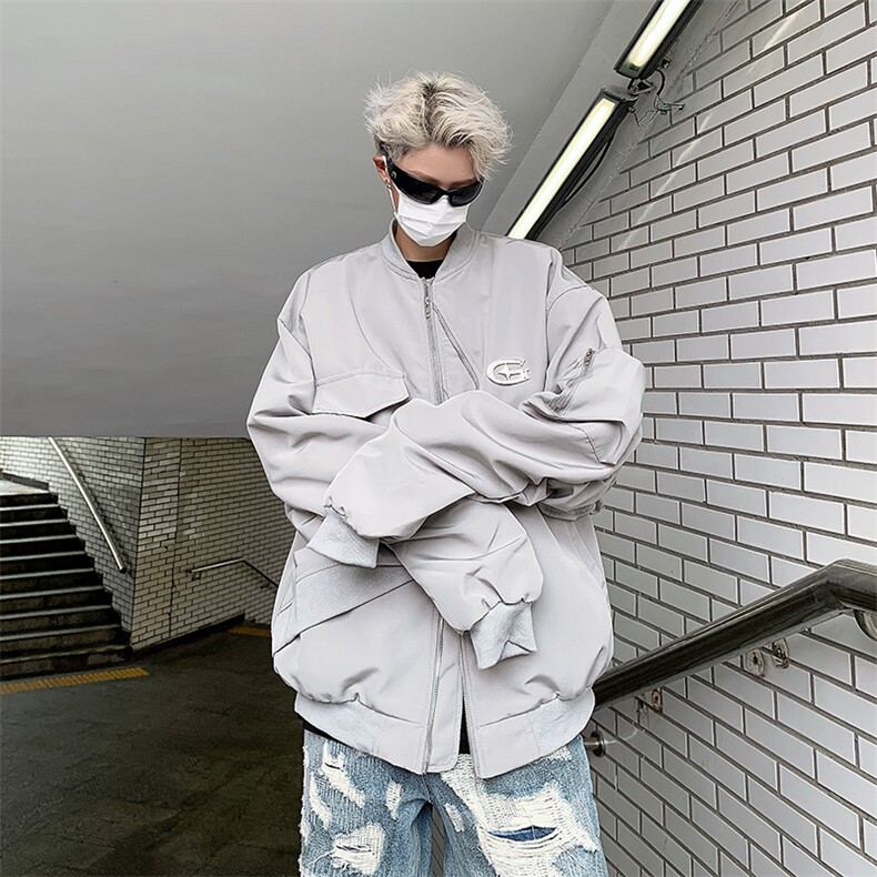 美式街头复古设计感飞行服外套男女春秋宽松工装夹克男J8529-p58,男装夹克,星座1008-1