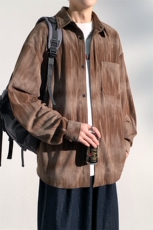 美式渐变扎染衬衫长袖宽松休闲翻领衬衫外套A406C6026特P58，男装衬衫，星座309（原A406）