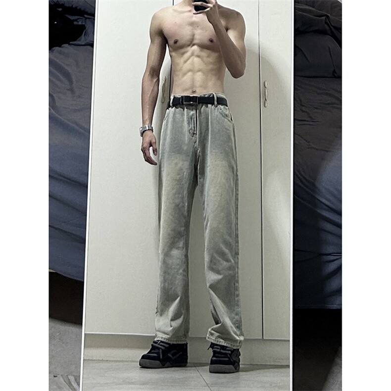 B221美式ins高街小众百搭纯色微喇牛仔裤LK22087-P55控78,男装牛仔裤,电商B221