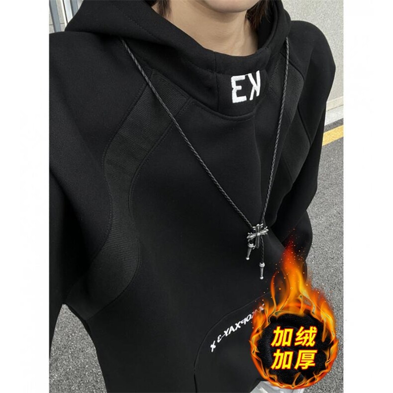 加绒款刺绣连帽卫衣男女款秋季运动外套cleanfit设计感上衣WYR34,女装短外套,星座516A