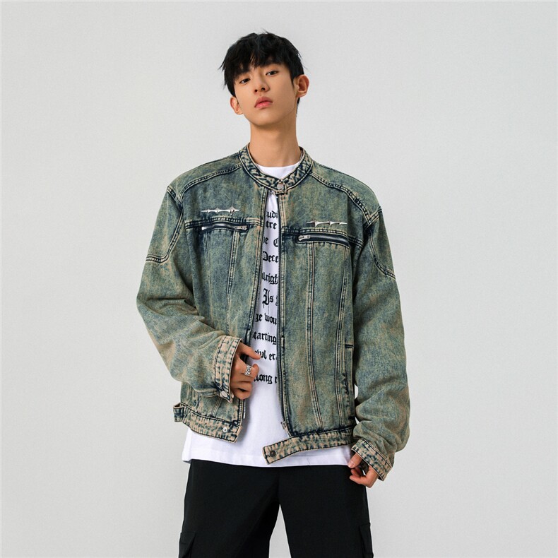 1303B-JK5501-P98158原版做工重工水洗拉链设计牛仔外套,男装工装外套,星座1303B