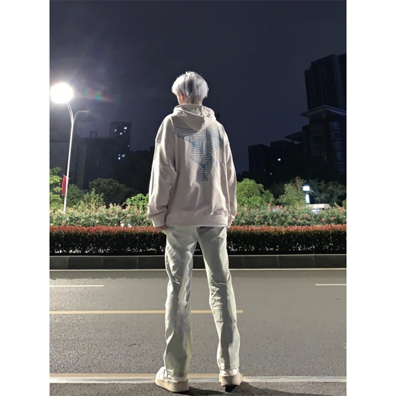 欧美高街vibe裤子嘻哈街头美式复古牛仔裤修身直筒显瘦微喇叭裤,男装牛仔裤,星座310A-4