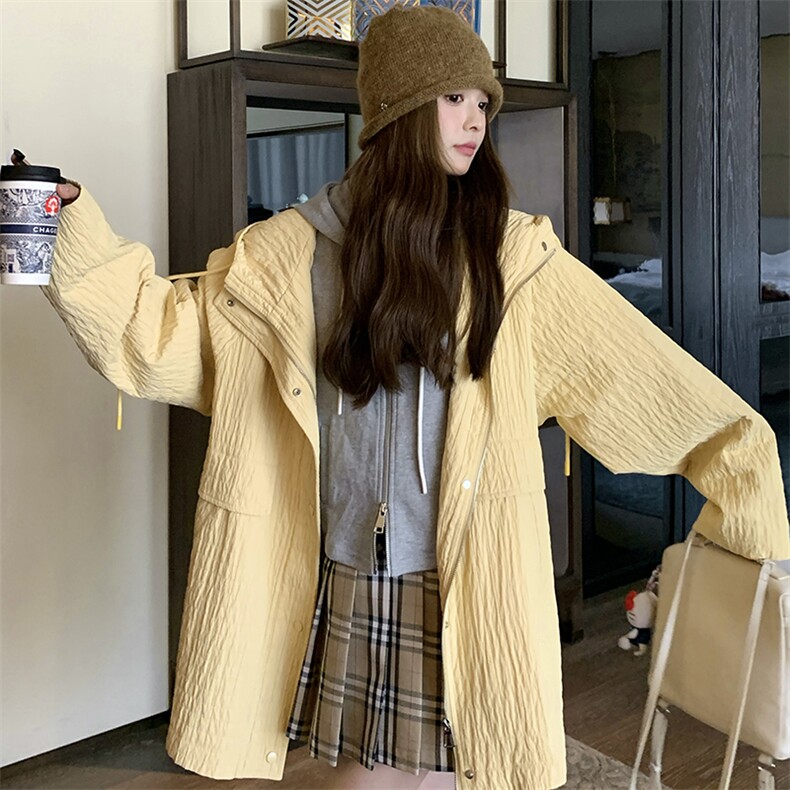 24秋【新款】韩版连帽华夫格泡泡短外套面料821-P155-K218,女装短外套,2C305
