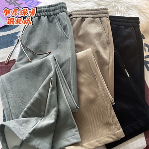 冬新高级感丝绒雕花面料直筒裤大码男青年拖地长裤K1131J加绒-P60图片