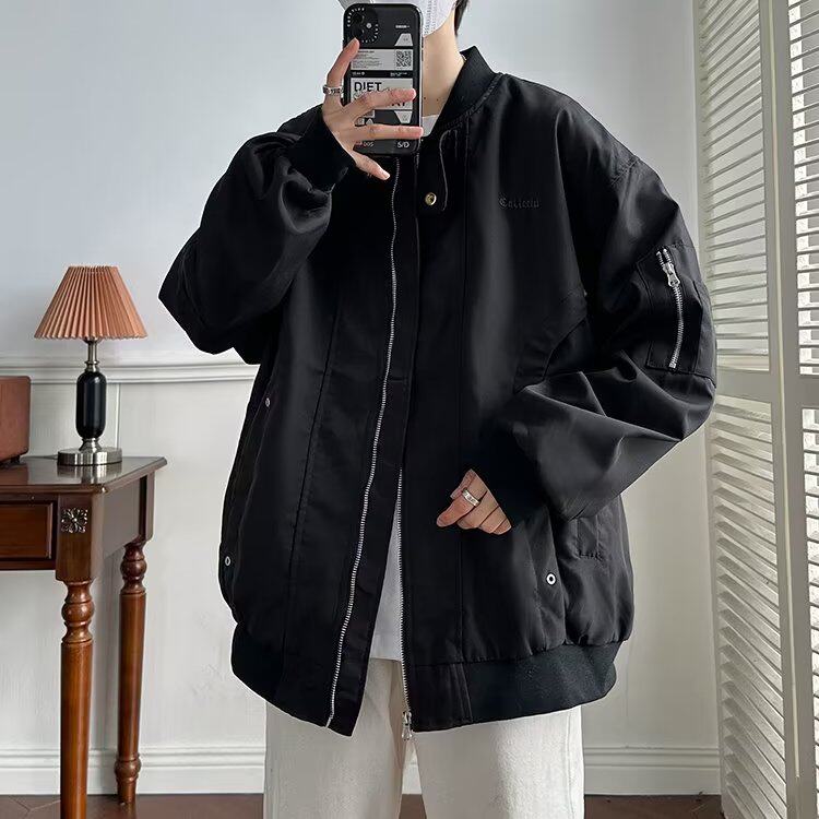 美式简约飞行员夹克春秋复古街头潮牌机能棒球服1001-1-JK266-P65,男装夹克,星座1001-1