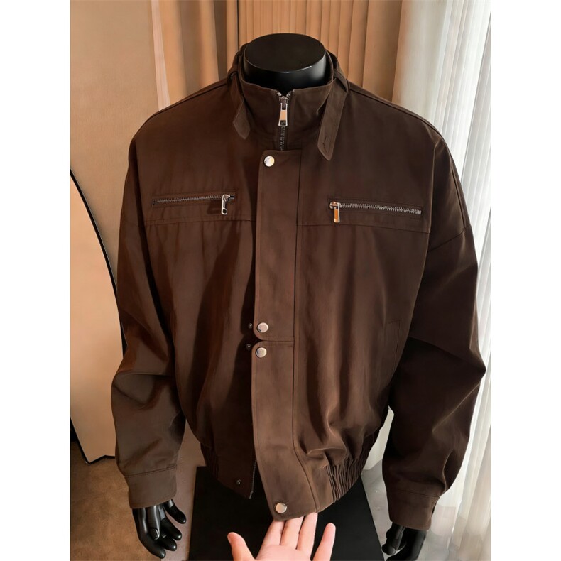 美式复古工装外套男秋冬季潮牌痞帅休闲短款立领夹克JK08577-P75,男装夹克,星座308B-2