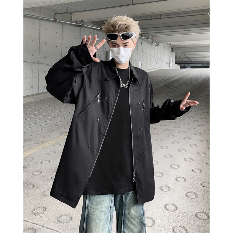 男装衬衫24春季小众金属设计衬衫韩版长袖衬衣XZ514-2-202417-P78,男装衬衫,星座514-2(原B239)