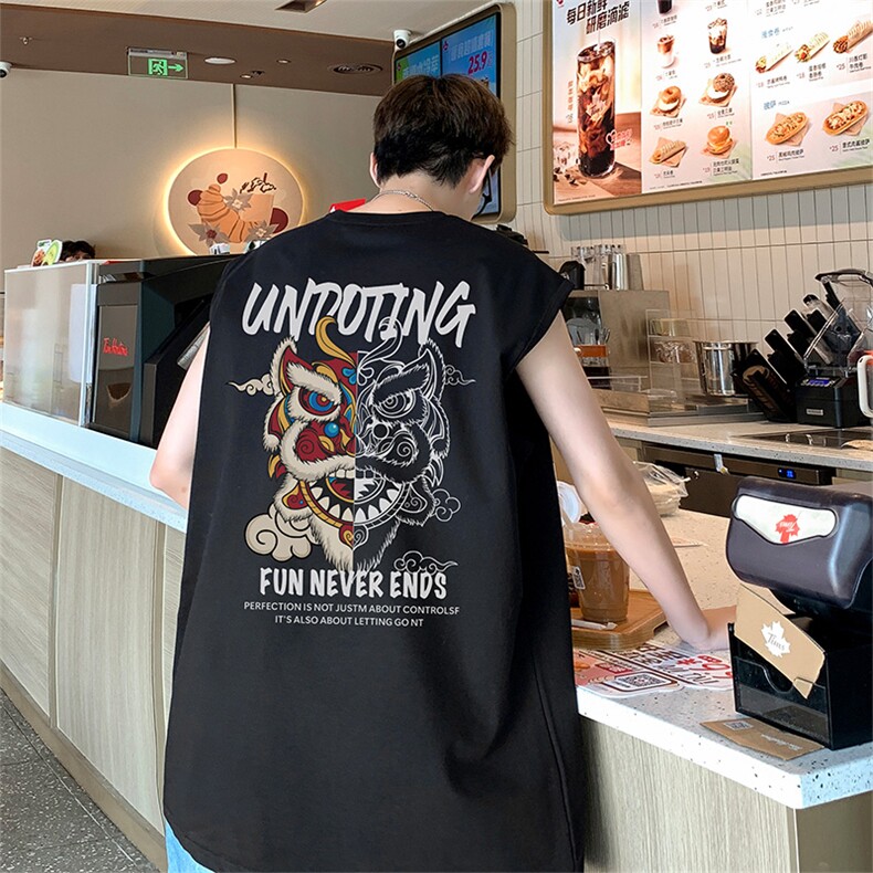 已注册龙图案抖音直播250克重磅纯棉男无袖背心T恤T582P28控39，男装背心/马甲，电商C408(原B339-1)