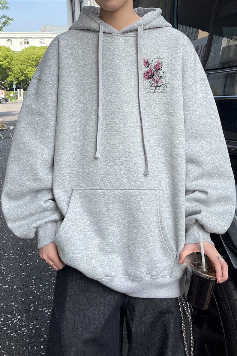 已注册/华棉春秋外景学院风宽松连帽卫衣男潮WY00724/P45加绒P50,男装卫衣,电商B316