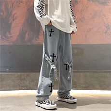 美式街头牛仔裤男春秋季韩版ins潮流宽松vibe拖地裤子K2587-P45，男装休闲裤，星座512-2