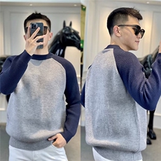 M262-P42百搭软糯撞色拼接毛衣青少年冬季套头宽松打底，男装T恤，电商B323A