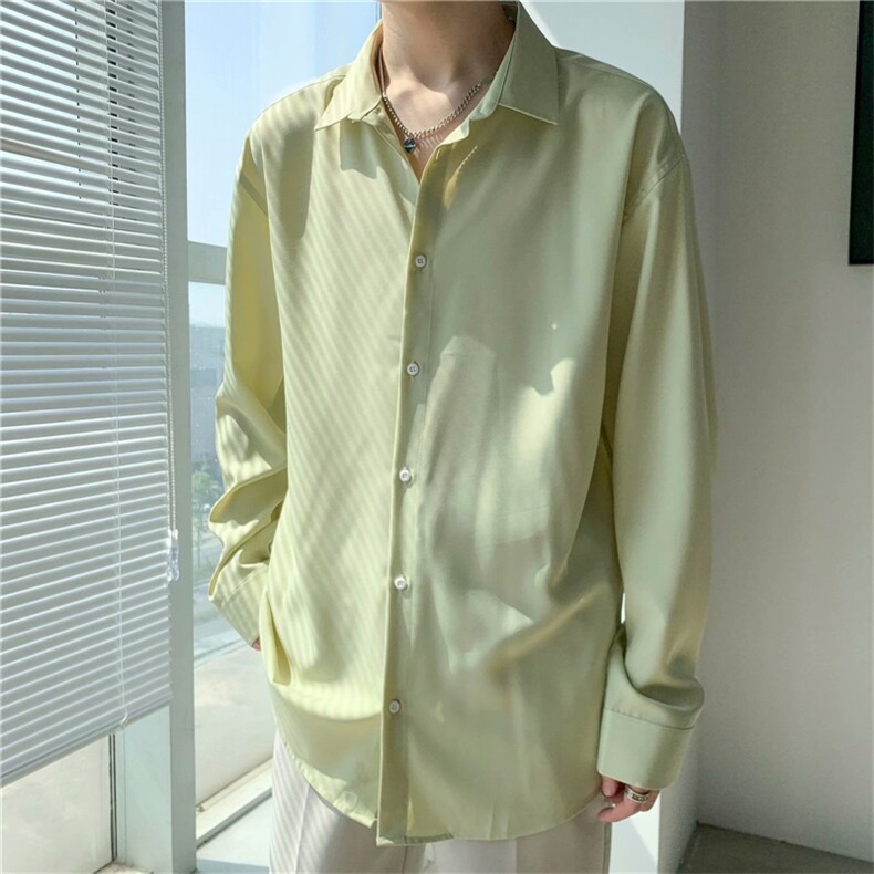 高级坠感衬衫男长袖夏季薄款宽松慵懒风韩版潮百搭衬衣 W954-P25图片