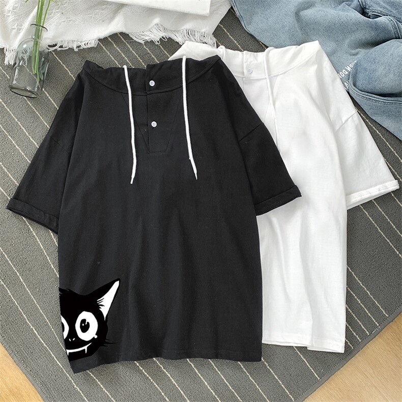 LD54035-P45连帽短袖t恤男大码胖子带帽五分袖中袖,男装T恤,电商A040