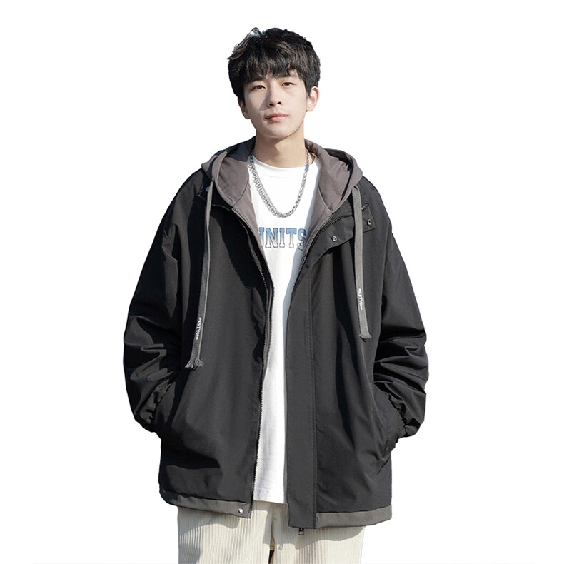 2025春秋新款假两件夹克男设计感小众连帽休闲外套港风2362-P60,男装夹克,星座1403B