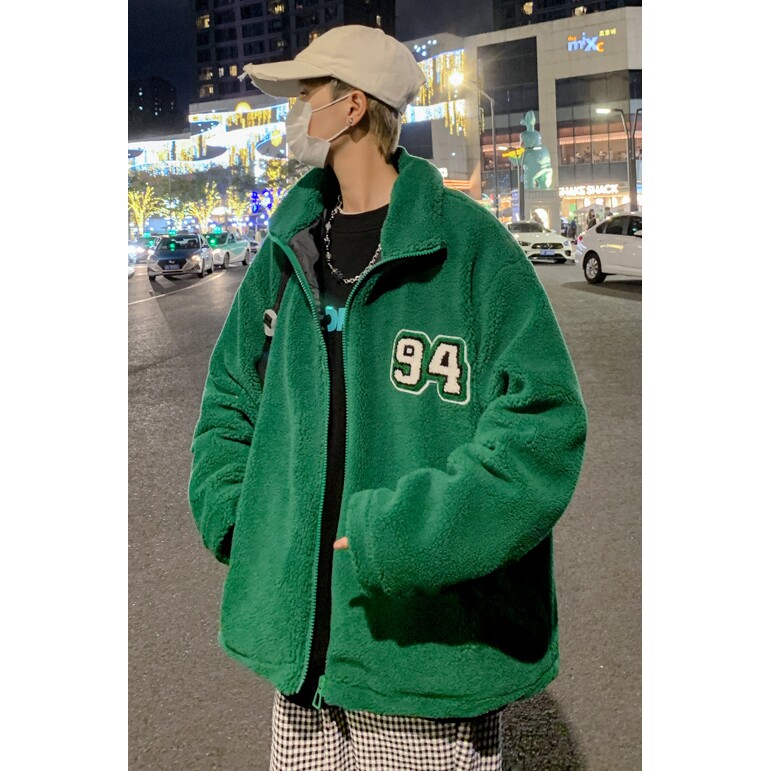 秋冬港风宽松羊羔毛外套加厚男女款立领夹克棉衣潮JK30/P80,男装夹克,电商A221A