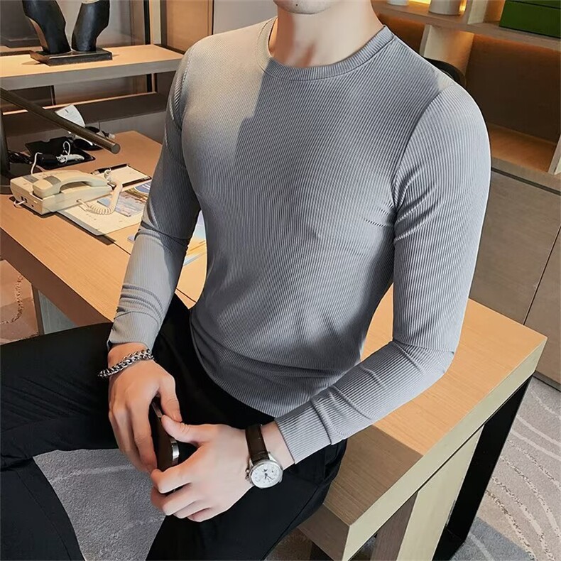 长袖t恤男衣服男士白色打底衫2025新款纯色薄款体恤上衣,男装T恤,星座506A