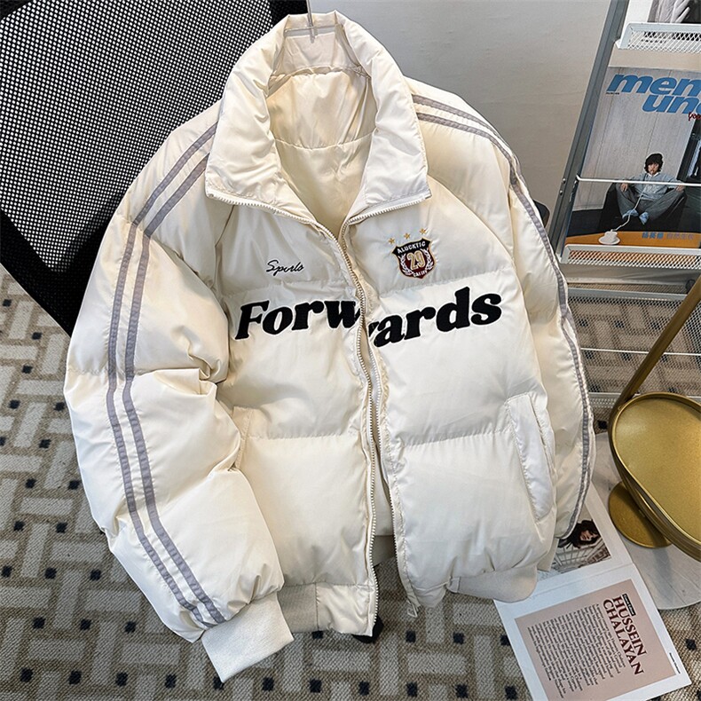 美式立领棉服外套冬季新款宽松休闲条纹外套,男装棉衣,星座410-7