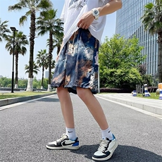 夏季五分裤民族风大花裤衩棉麻沙滩裤透气休闲短裤DK109，男装牛仔裤，星座1116A-1（原606A）