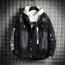 JK302-p95-限价128大量现货网格牛仔夹克肥仔量足破洞印花大码,男装夹克,星座103A