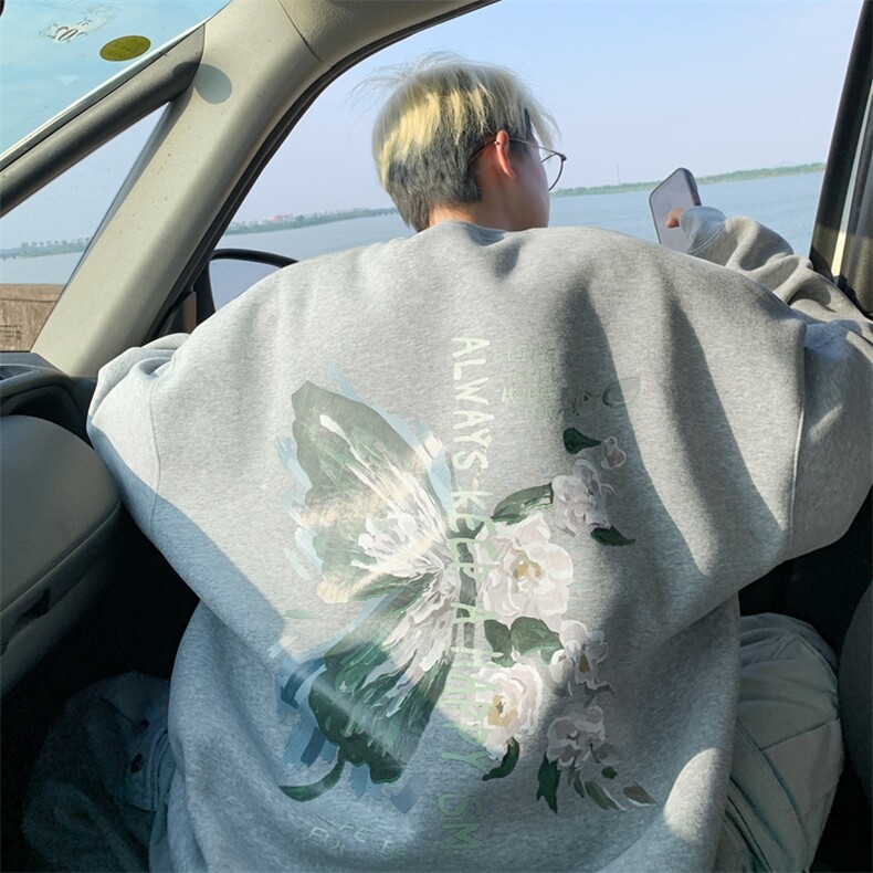 直播460克重磅纯棉加厚华棉美式卫衣圆领印花大码XZ517A-BK12120,男装卫衣,星座517A