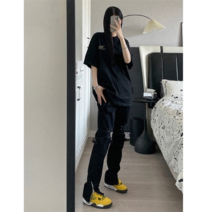 B221 美式ins高街暗黑拉链小脚弹力破洞牛仔裤 LK23060-P65 控88图片