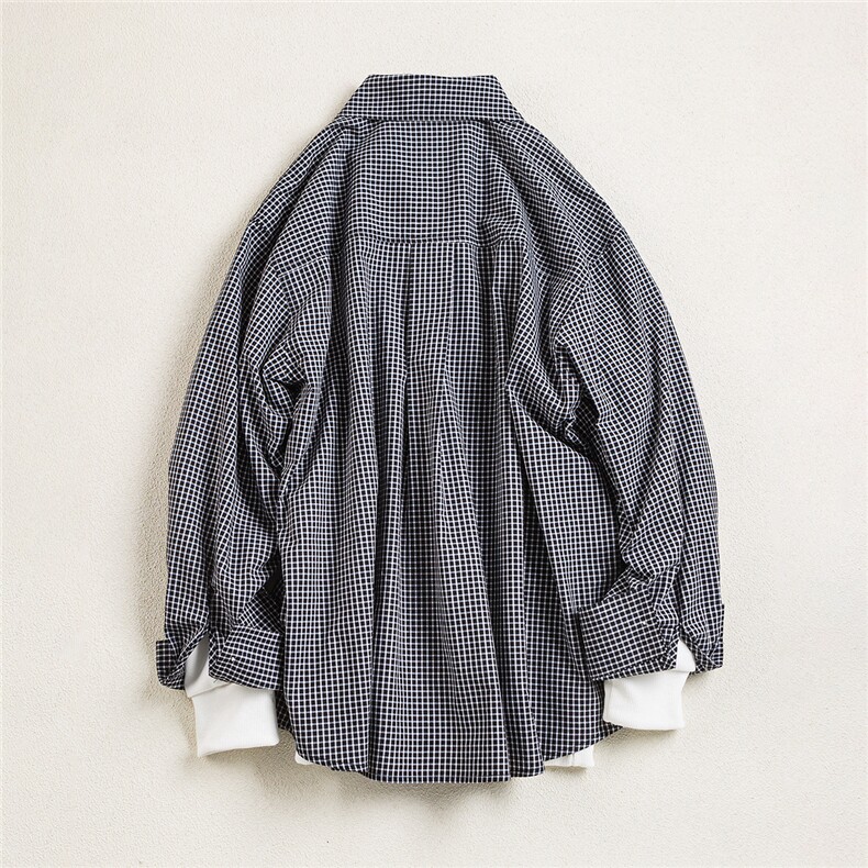 B413-1-DX6160日系少年格子长袖衬衫男春季休闲宽松百搭衬衣外套,男装衬衫,电商B413-1