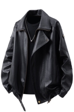 荔枝纹高端双层领廓形设计大码M-5XL机车皮衣JK78095特P118控178，男装皮衣，星座227-7