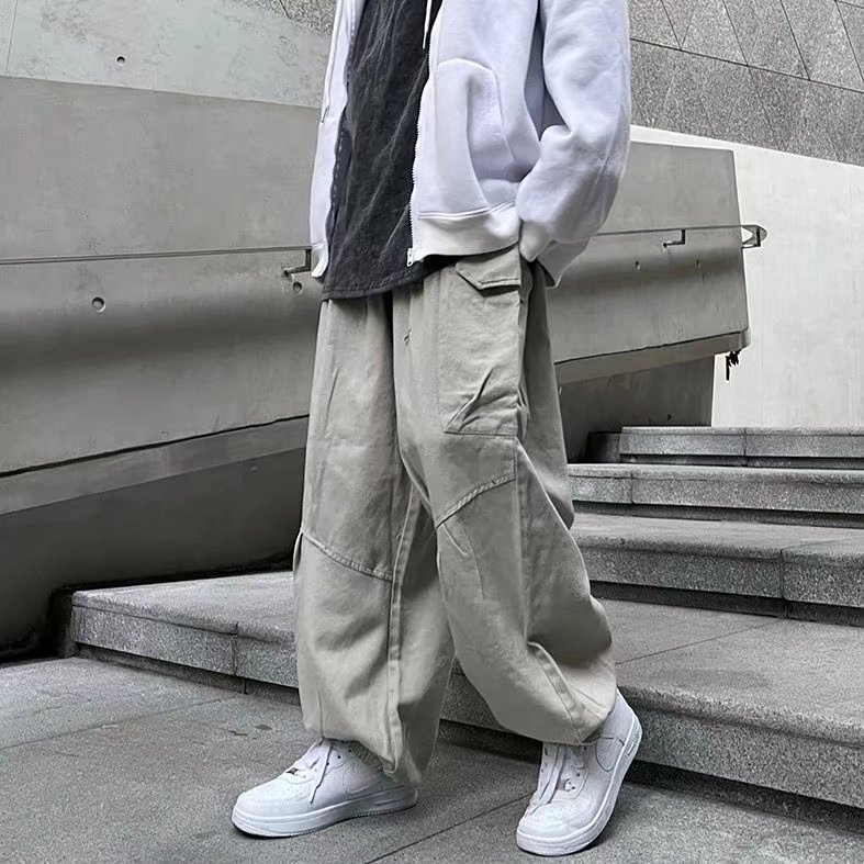 阔腿工装裤男潮牌ins嘻哈坠感长裤纯棉休闲裤A528P38，男装休闲裤，星座1116-2