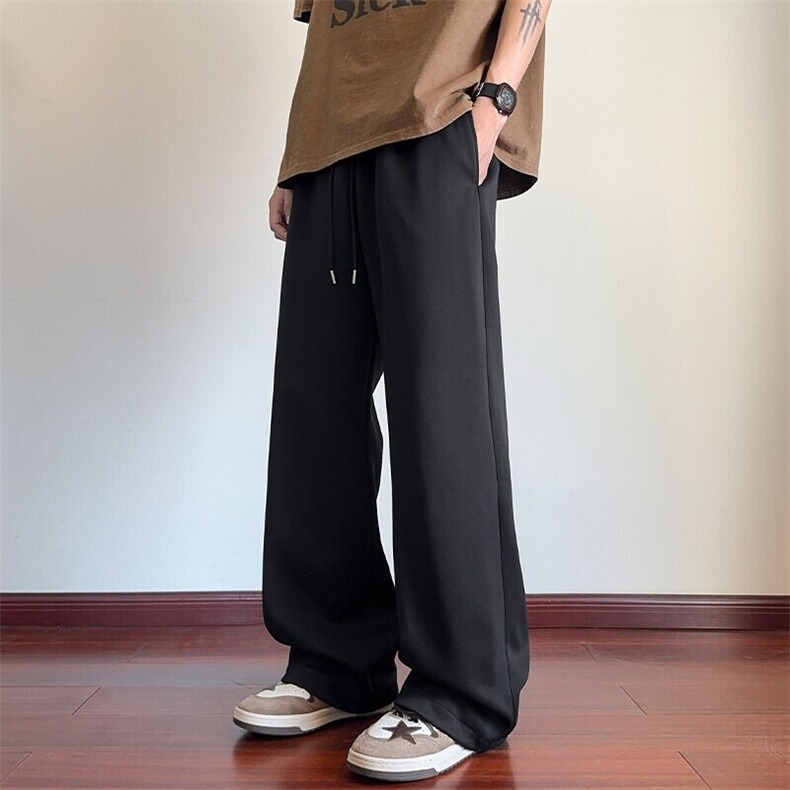 特批P45无差价2025夏季美式复古纯色直筒拖地休闲裤棉卫裤男K5757，男装休闲裤，电商A001