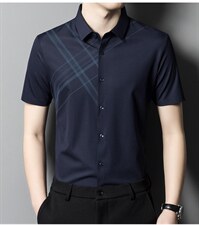 短袖衬衫男春夏季新款男士半袖衬衣男装时尚扣领短衬衣服男式,男装衬衫,电商B212（原钱塘6029）