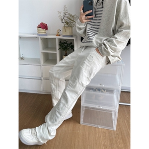 B221 美式ins高街小众假破洞修身微喇牛仔裤 LK22065-P65 控88图片