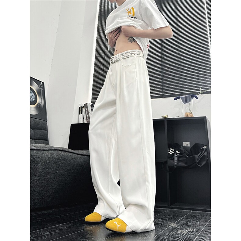 美式高级感褶皱西裤男cleanfit宽松冰丝阔腿垂感休闲裤XK463-P45,男装休闲裤,电商A178
