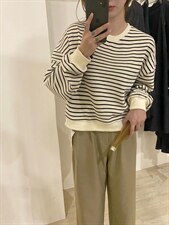 条纹卫衣，女装卫衣/绒衫，唇蔻