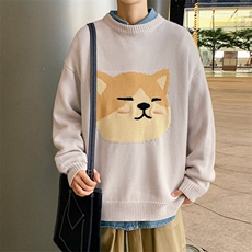 2023秋冬新款小猫图案港风男士毛衣中性针织衫毛线M301P75，男装针织衫/毛衣，电商B220