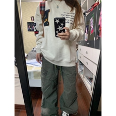 网图有货美式宽松棒球刺绣圆领卫衣男女A951-常规P47加绒P52，男装卫衣，星座1505