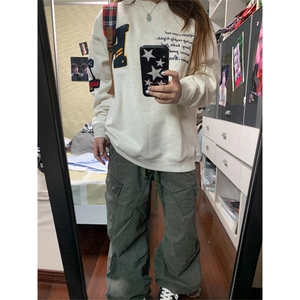 网图有货 美式宽松棒球刺绣圆领卫衣男女 A951-常规P47 加绒P52图片