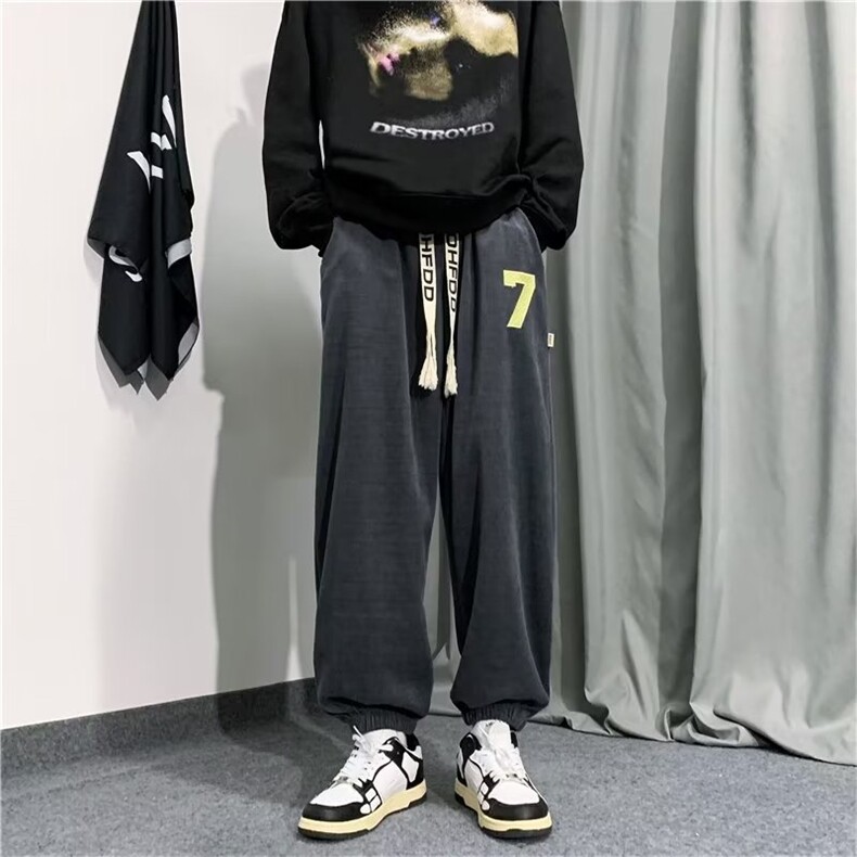美式潮牌裤子男秋季宽男裤运动卫裤春秋束脚裤休闲长裤K2627-P35图片