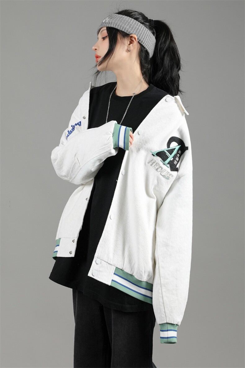 2023秋款新品刺绣夹克男女中性风青少年时尚棒球服外套8007-P85,男装夹克,电商A441-1