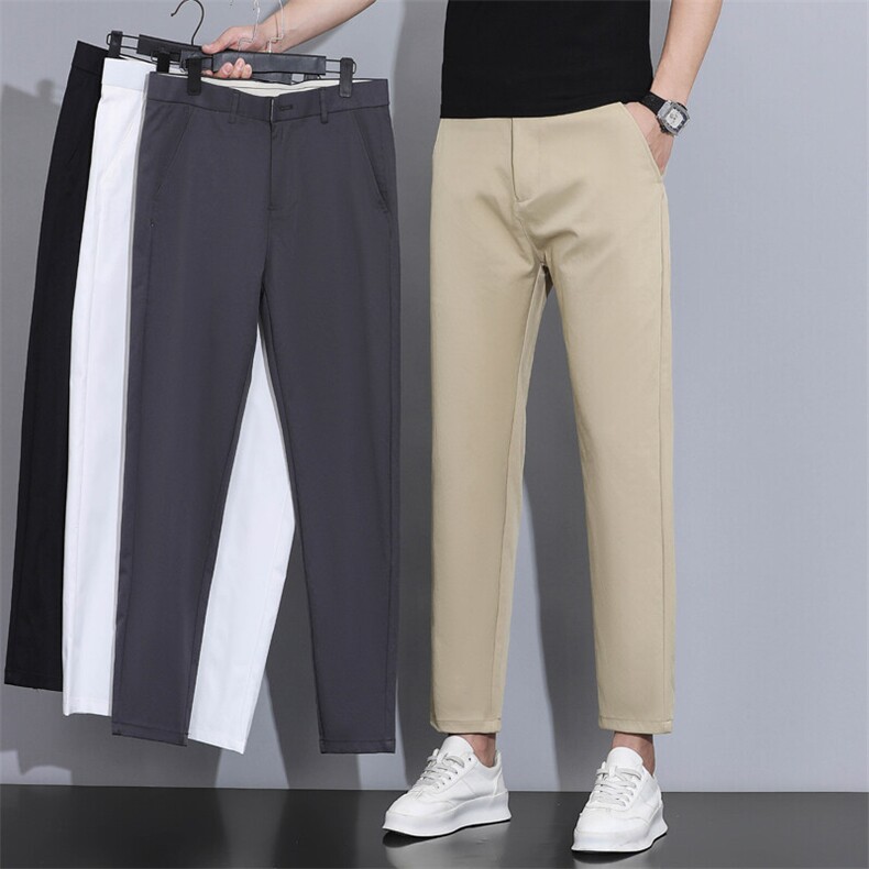 简约九分休闲裤男弹力裤子男高级感垂顺免烫男裤夏季休闲S985-p40图片