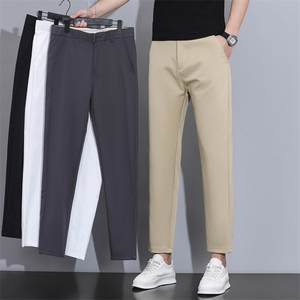 简约九分休闲裤男弹力裤子男高级感垂顺免烫男裤夏季休闲S985-p40图片