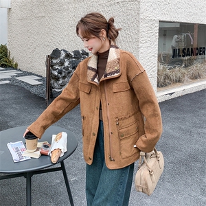 2025新款潮流外套美拉德两面穿皮毛一体上衣女冬，女装羊羔毛/颗粒绒，浙宝270