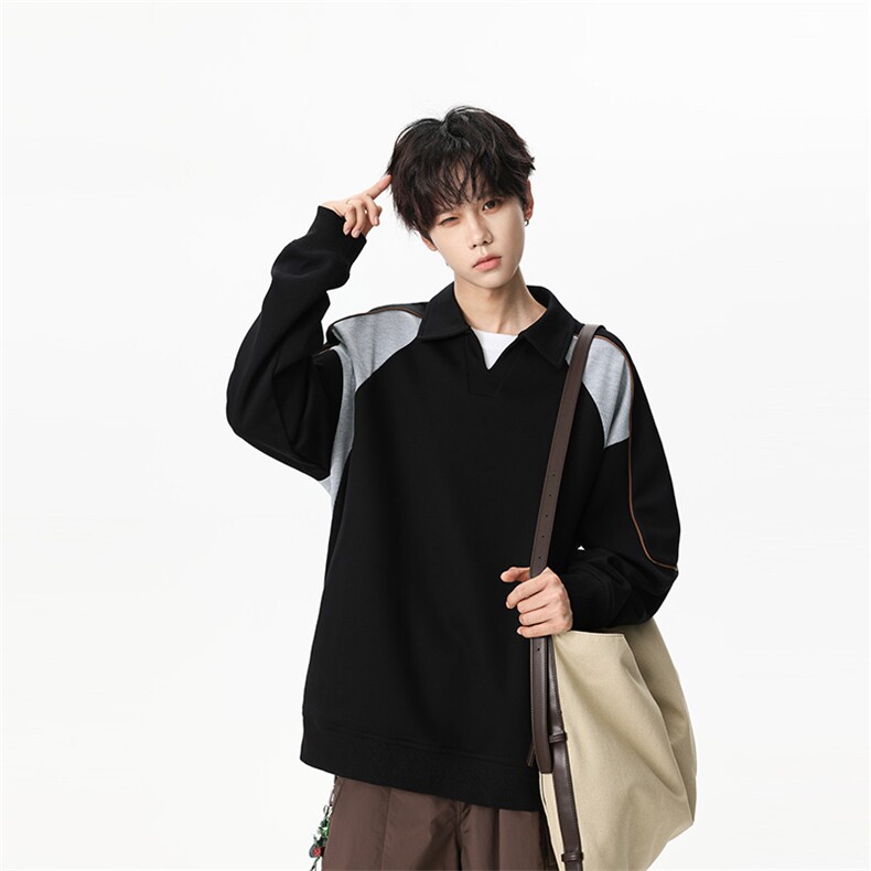 311B-1-9113-P37控69时尚高街套头卫衣拼接宽松休闲百搭上衣，男装卫衣，星座311B-1